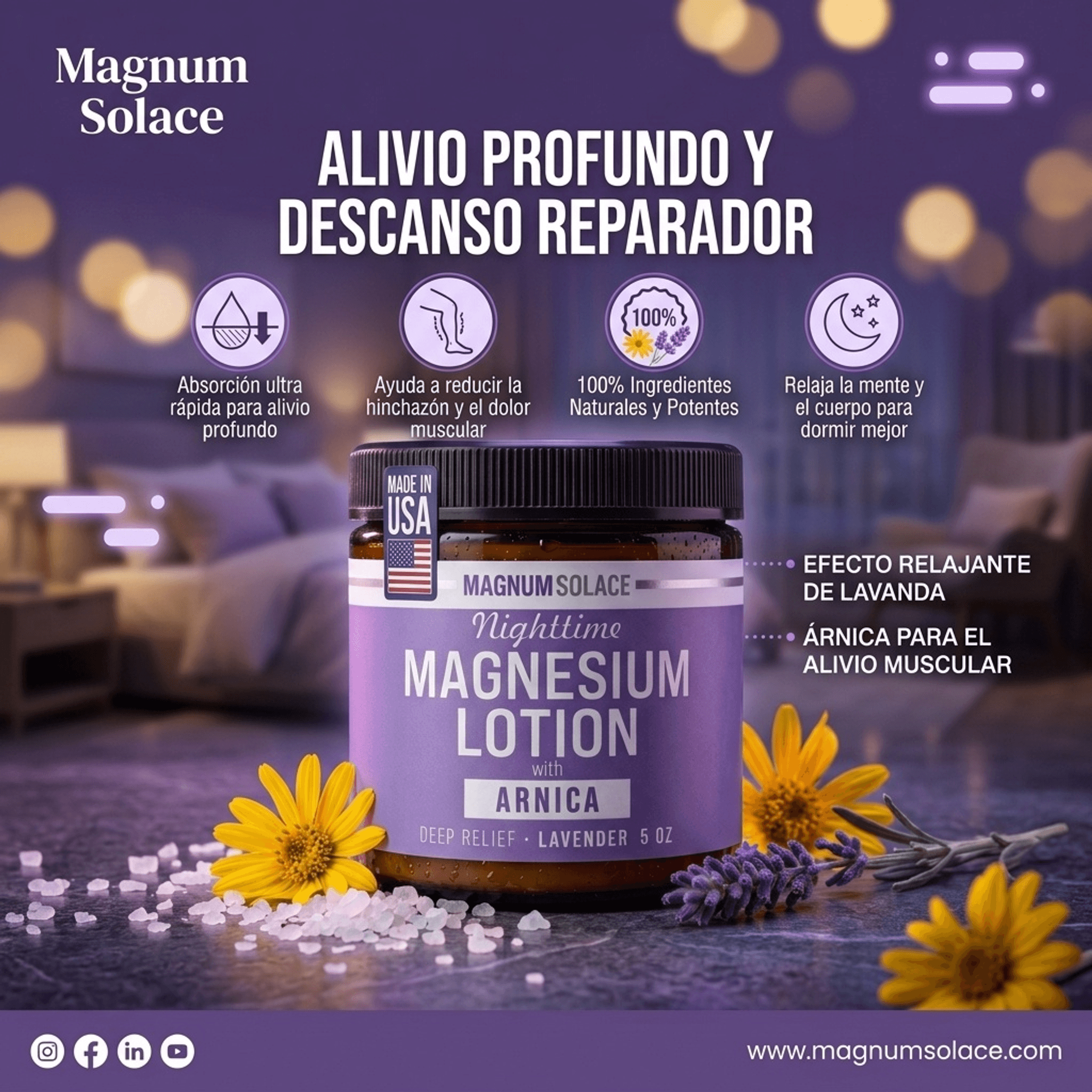 Crema De Magnesio Con Arnica - Magnum Solace™ + Guia De Ejercicios 🎁